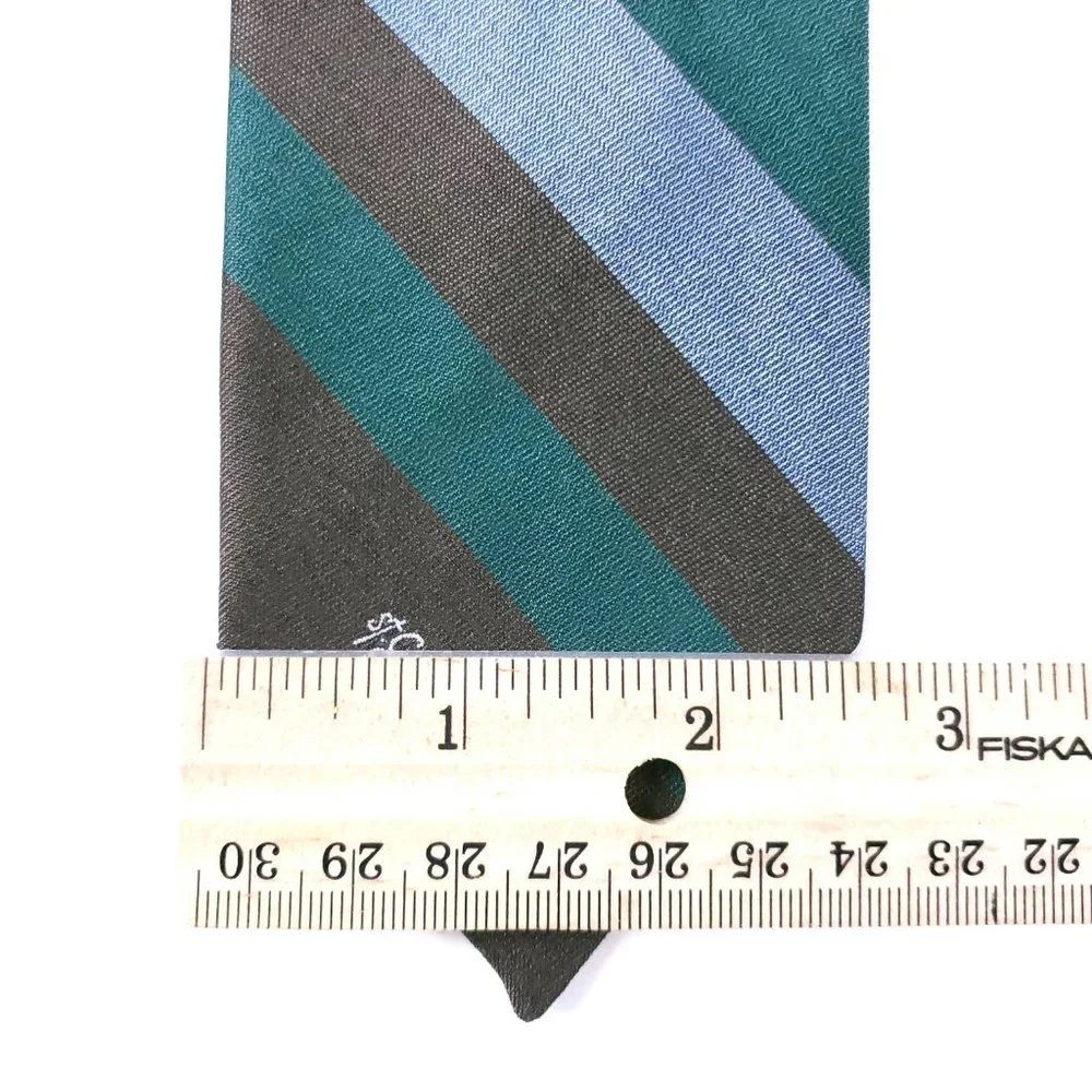 Allyn st George Men Necktie Striped Brown Green Geometric 58x2.5 - NWOT